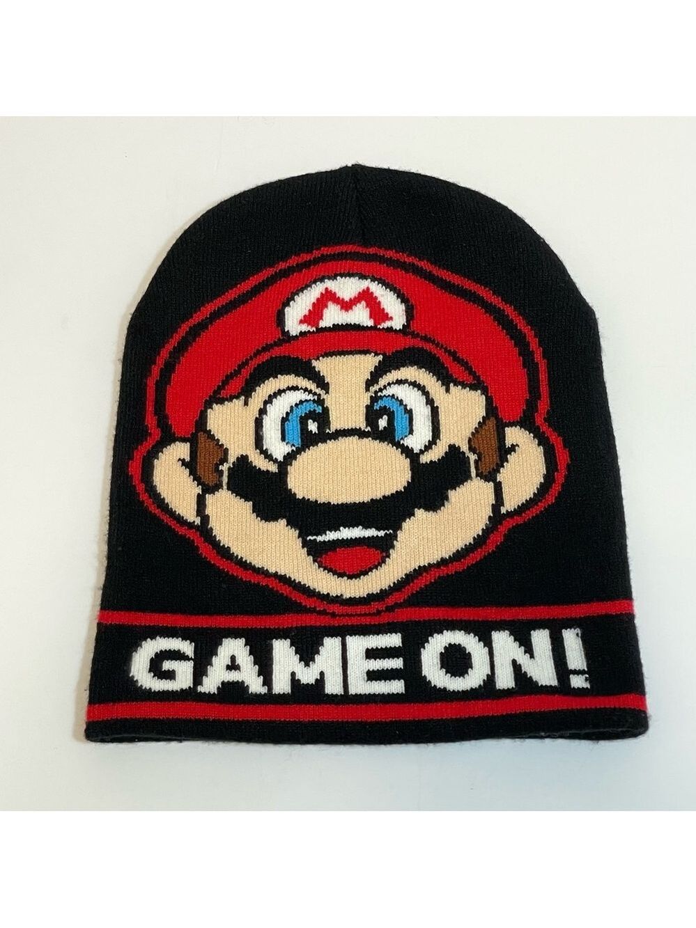 Nintendo Mario Bros. 'Game On!' Knit Beanie - Black & Red Youth OS